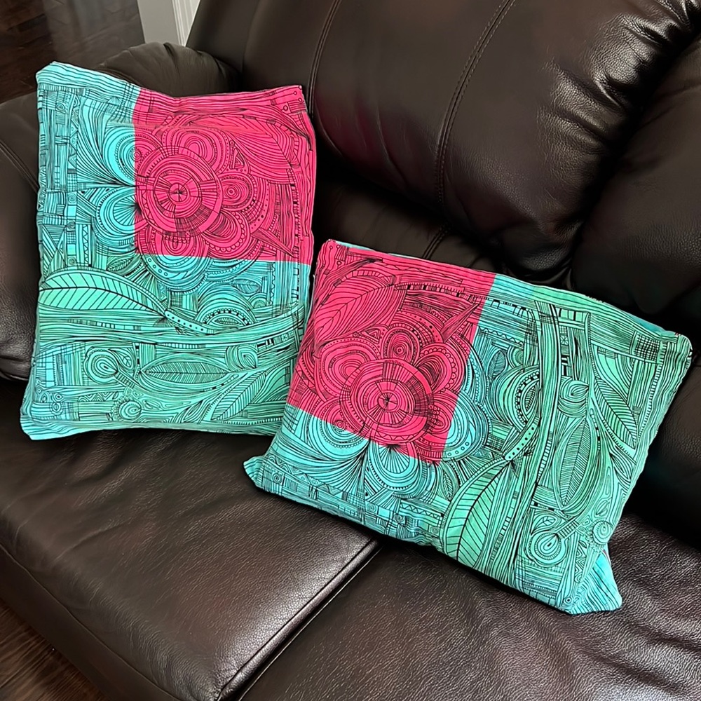 Vintage Turquoise Boho Pillow Throw 2pcs Covers